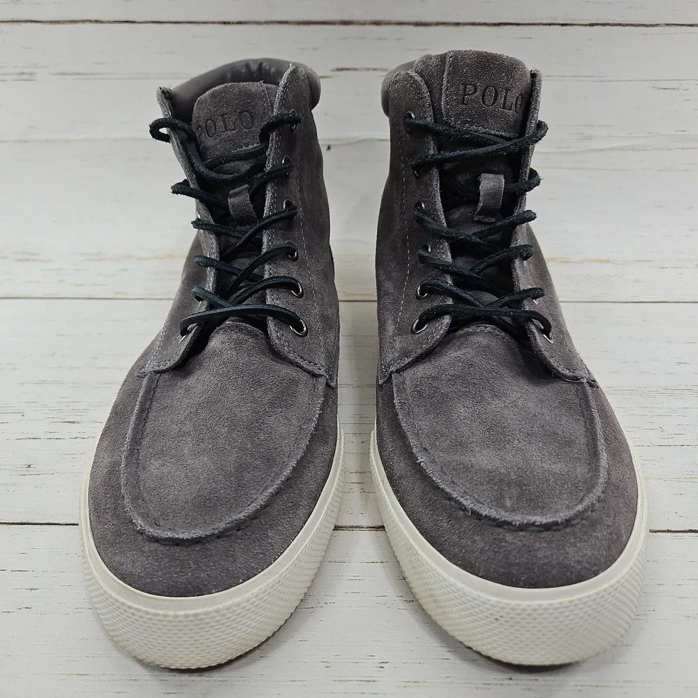 Polo Ralph Lauren Tedd Chukka Boots Mens 9.5 D Gray Leather Suede Hi Top Shoe‎